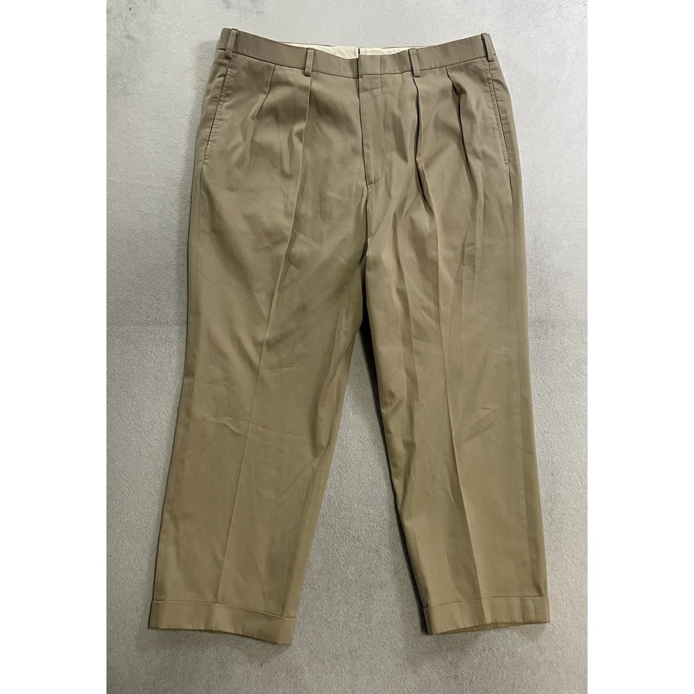 Ben Silver English Drills Chino Pants Mens 37x26 Beige Cotton Cuffed USA Khaki